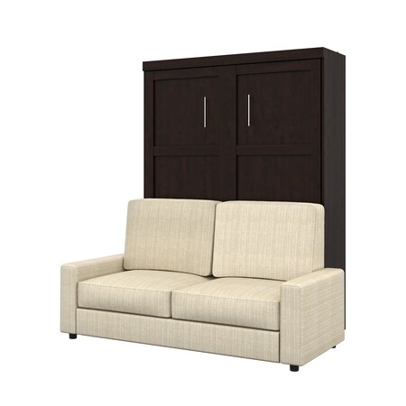 Bestar Pur 78W Queen Murphy Bed and a Sofa, Chocolate 26721-000069